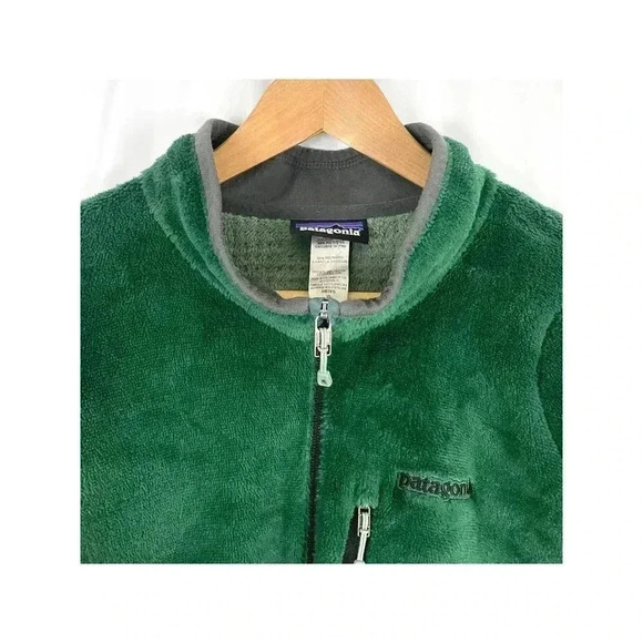 VTG Patagonia Green Deep Pile Fleece Full Jacket XL Mens Outdoor Zipped Pockets - Picture 14 of 16